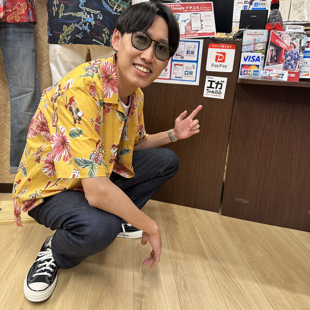 エガちゃんとお揃いかりゆしウェアで天気も良くテンション上がりますね♪