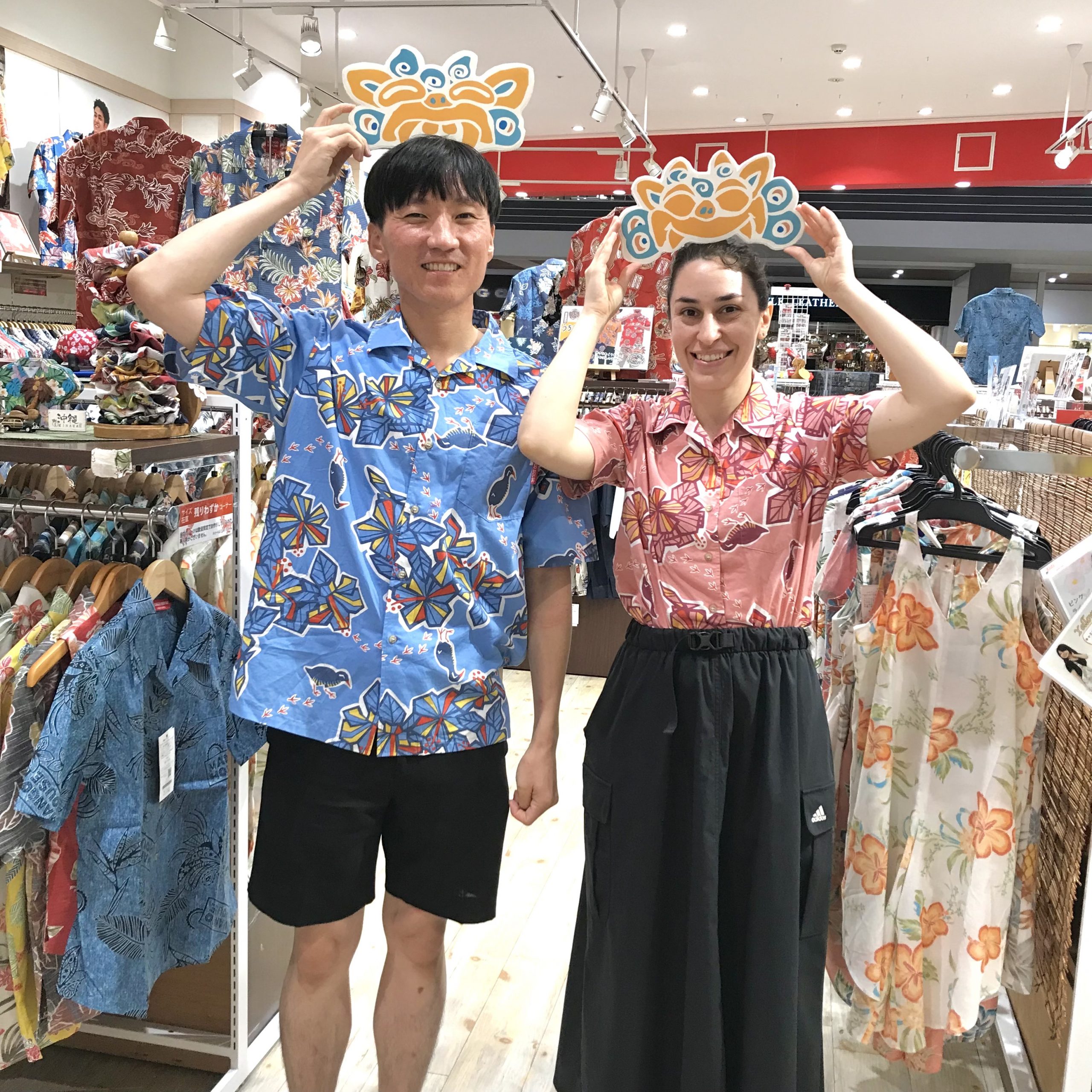 以前、お土産でお揃い柄を購入されたのでしたよね   ご主人、サイズもピッタリで良かったです ♪