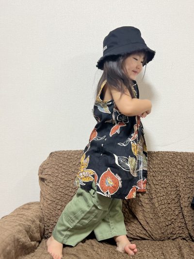 キッズ　シャツワンピース　アジアンストレチア