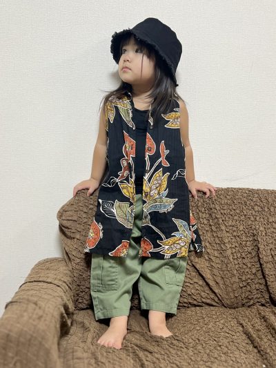キッズ　シャツワンピース　アジアンストレチア