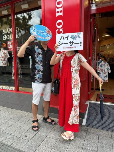 エガちゃんねるを見られてご来店♪かりゆしウェアを着用して沖縄を楽しむ♪