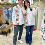 おふたり仲良くお揃いかりゆし 今の季節からはピッタリの長袖をチョイス