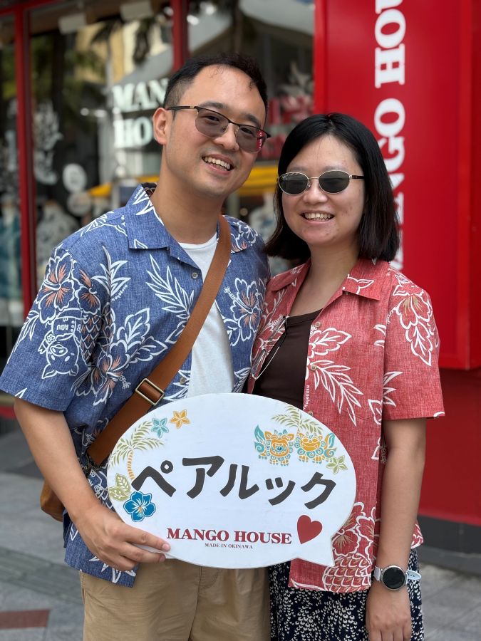 【海外からお越しのお客様✈️かりゆしウェアでペアルック😍】